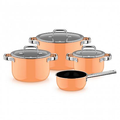 Komplet garnków WMF Fusiontec Mineral Pro 4 szt. - Papaya Orange